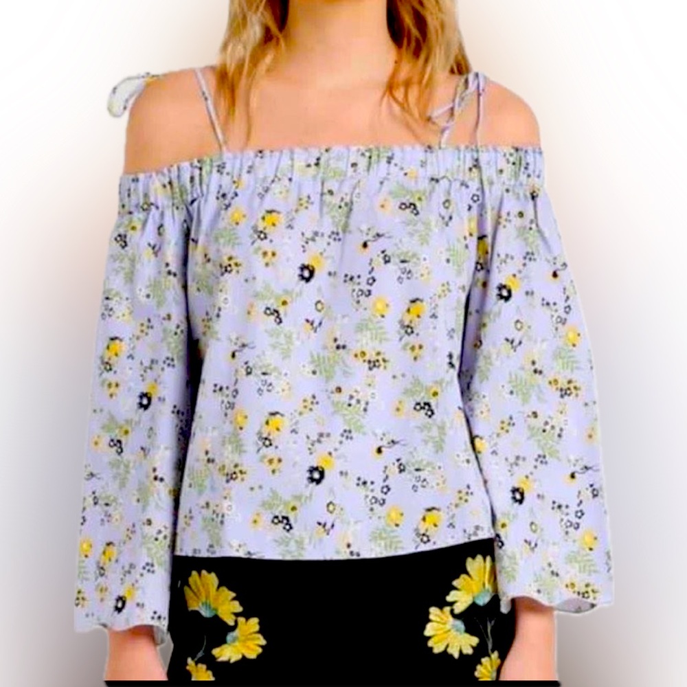 Topshop off the shoulder floral blouse